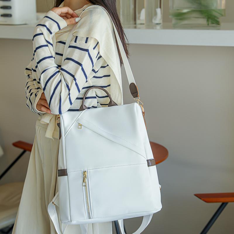 Женский рюкзак с цветными блоками, большая вместительная дорожная сумка, мягкая кожаная сумка через плечо, женская сумка двойного назначения