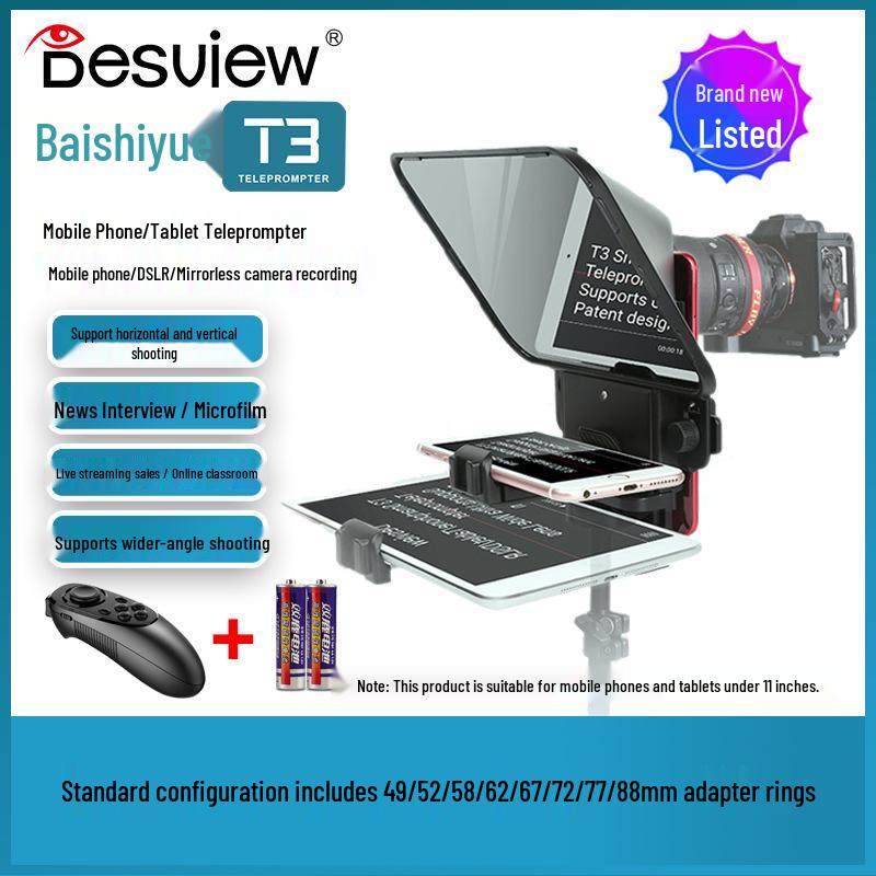 Двухэкранный телесуфлер Bestview T2/T3 для телефонов/планшетов - Идеально подходит для прямых трансляций, интервью и субтитров.