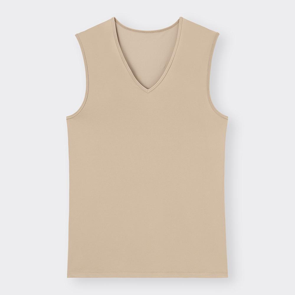 GU by Uniqlo Стильная футболка Dry Mesh V-образного выреза без рукавов 