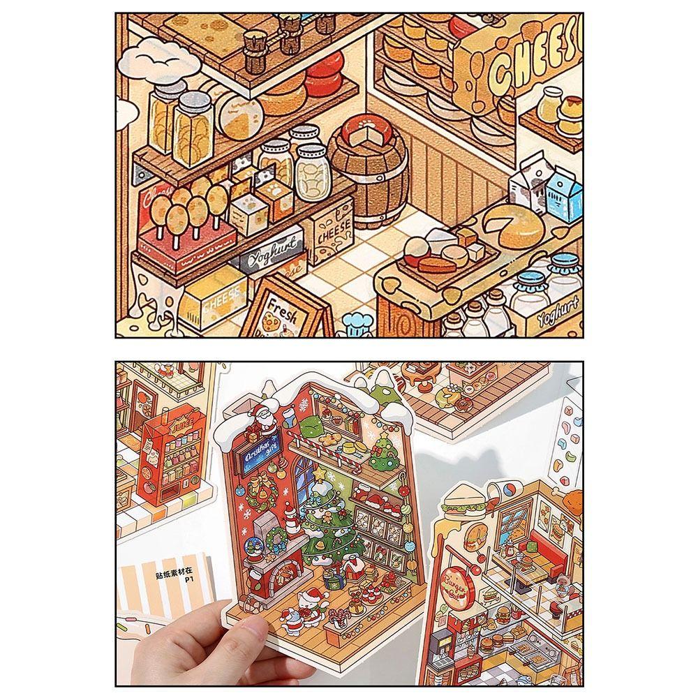 Decompression 3D Landscape Sticker Visual Stacking DIY Cabin Scene Sticker Children Gift