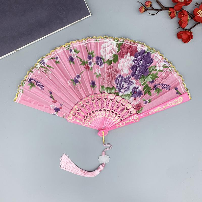 Китайский стиль Винтажный шелковый складной веер Искусство Ремесла Подарок Украшение для дома Танцевальный ручной веер Декоративный веер для комнаты