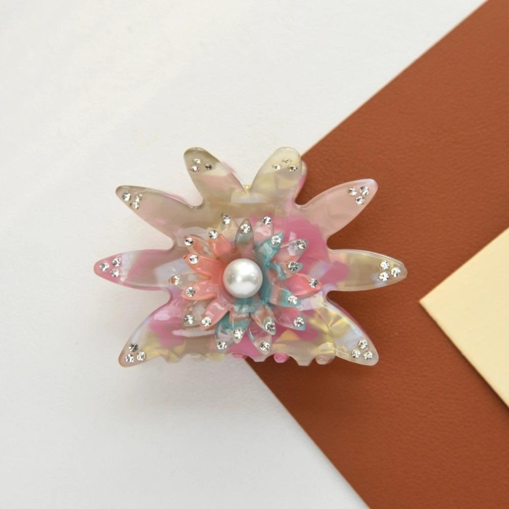 Trendy Classic Sunflower Hair Claw Rhinestone Elegant Temperament Hair Accessories Lady Style Acetate Hair Claw Clips For Women