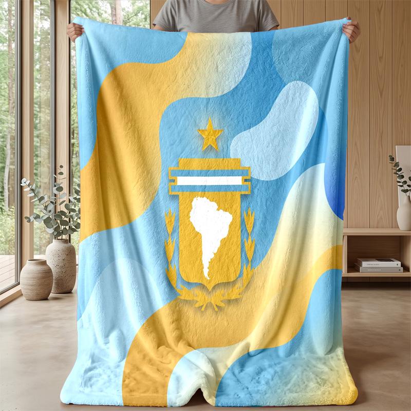 Argentina Football Printed Flannel Blanket Skin Friendly Warm Decorative Throw for Indoor Couch Bed Daily Use