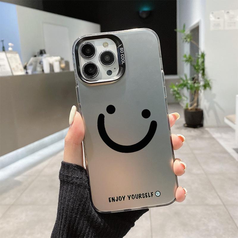 Защитный чехол для iPhone 15/14 Pro Max с кастомным смайликом серебристого цвета