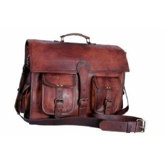 Винтажная коричневая мужская сумка-мессенджер на плечо из натуральной кожи для ноутбука, портфель