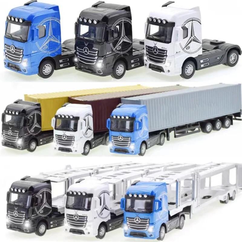 1/50 Alloy Diecast Metal Model Toy Container Truck Pull Back with Sound Light High Simitation Collectibles Kids Cars Toys Gifts