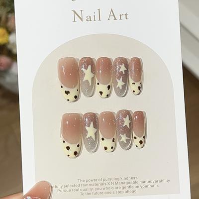 Ins Dopamine Wind Раскрашенные вручную звезды Французский леопардовый принт Галактика Кошачий глаз Одежда Броня