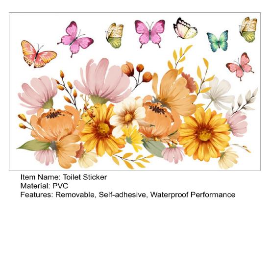 Красочные Цветочные Бабочки Наклейка на Туалет Съемная Самоклеящаяся Водонепроницаемая ПВХ Гостиная Стена Искусства Ванная Комната Крышка Унитаза Украшение Наклейка