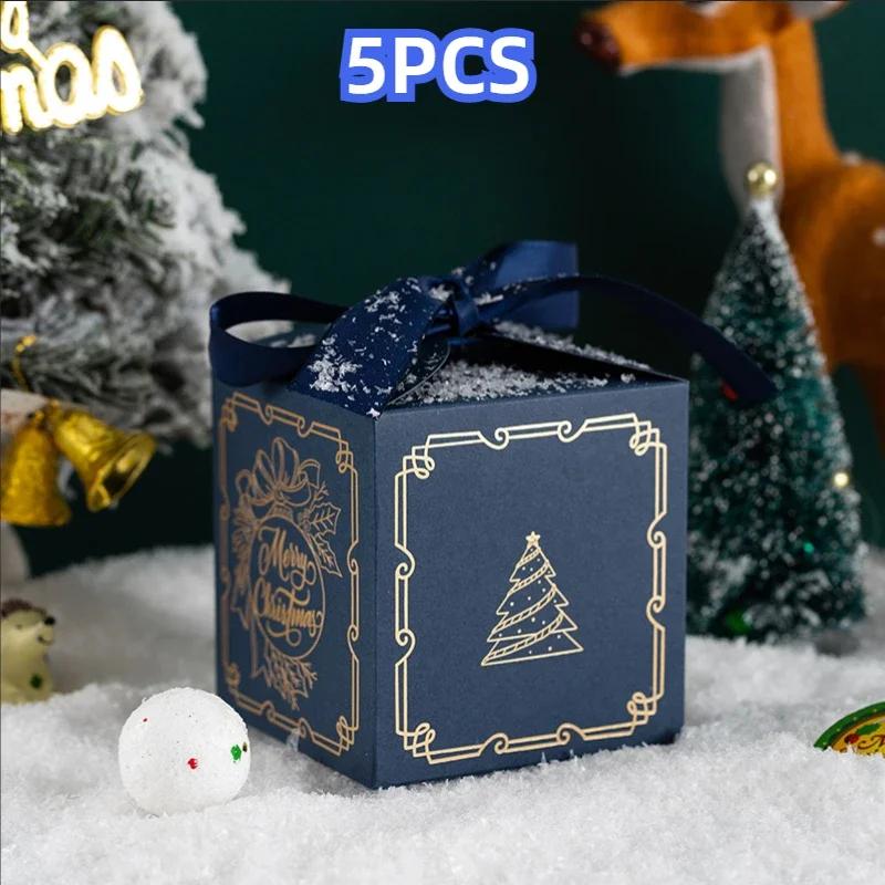 Новая Рождественская Коробка-Яблоко Коробка для Подарка на Сочельник Красная Зеленая Синяя Тиснение Фольгой Высококачественная Лента Рождественская Фруктовая Подарочная Коробка