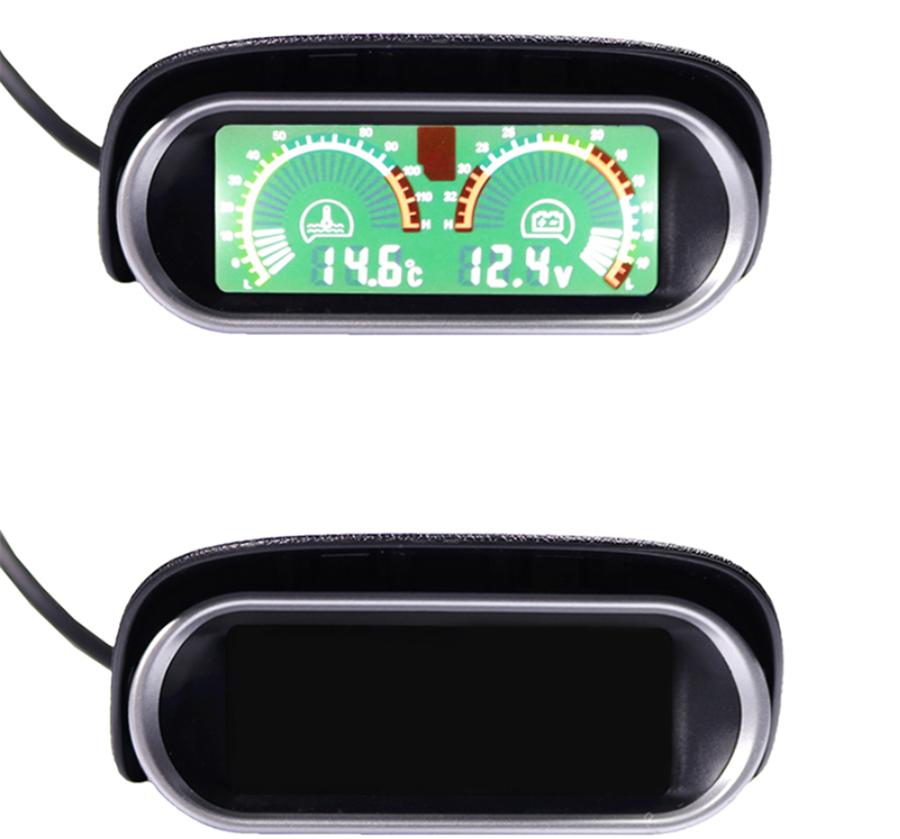 Универсальный горизонтальный 12В 24В ЖК цифровой датчик температуры воды для автомобиля, грузовика + вольтметр, указатель напряжения, 2 функции, солнцезащитный козырек