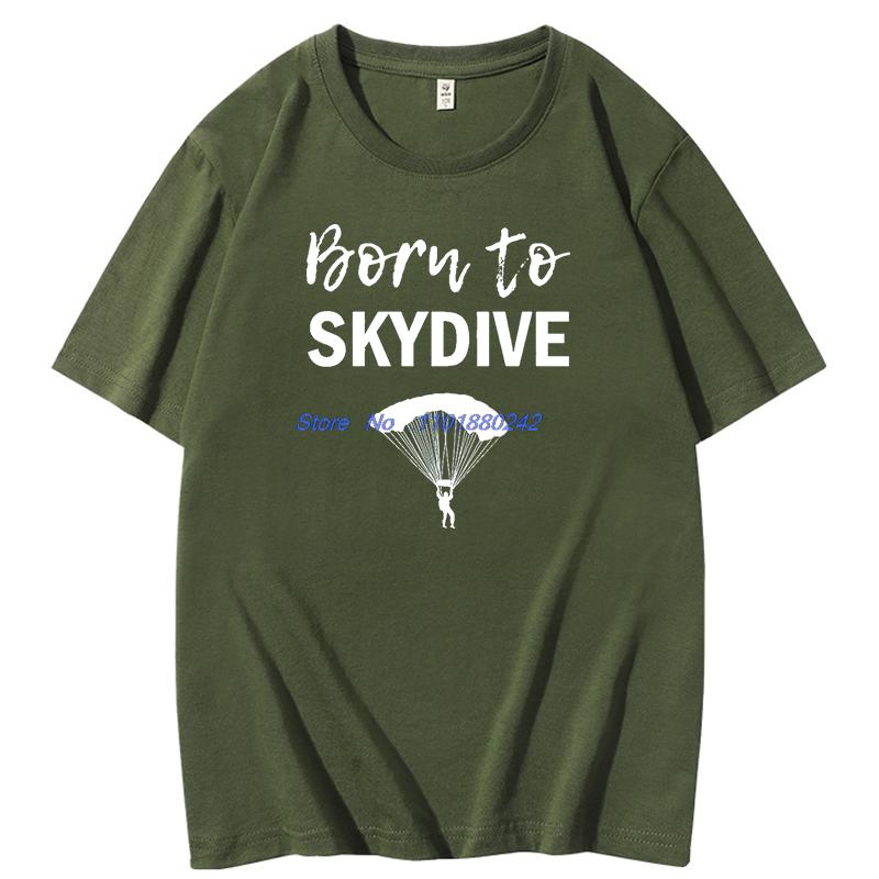 Born To Skydive On Mens Tshirt Fashion Graphic T Shirts Short Sleeve T Shirt Cotton New Shirts And Tshirts Mens Print T Shirt