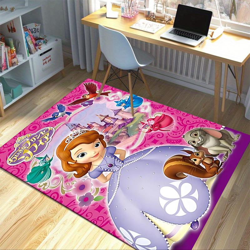 Princess Sofia'S Kingdom Carpet For Playroom Bedroom Living Room Sofa Home Decorkids Game Area Rug Nonslip Floor Mat