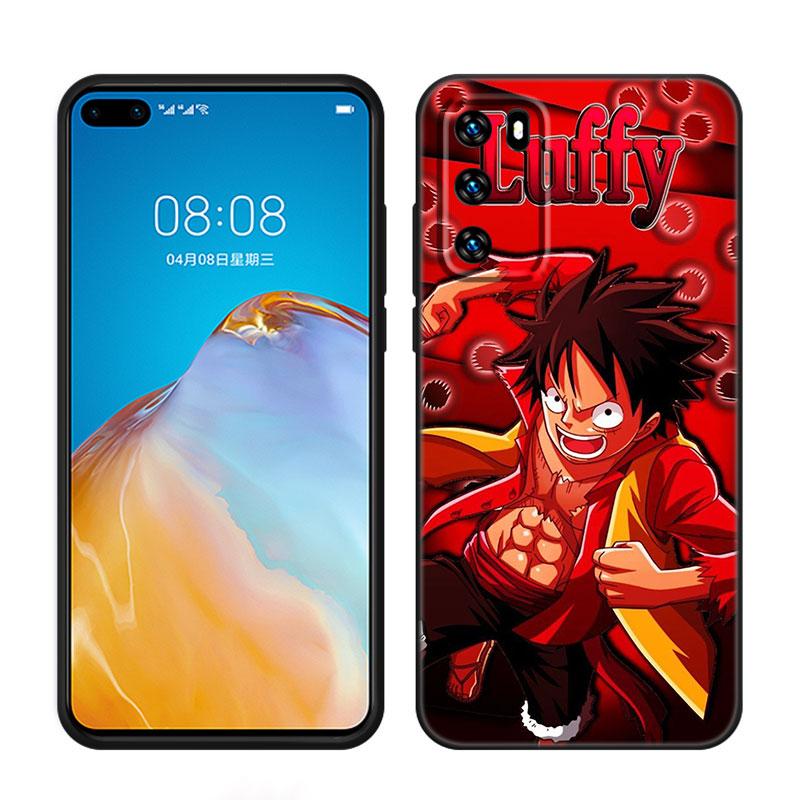 Аниме One Piece Luffy черный чехол для телефона Huawei P10 P20 P30 P40 Lite P50 P60 Art P50E P Smart Z 2018 2020 2021 Pro 2019