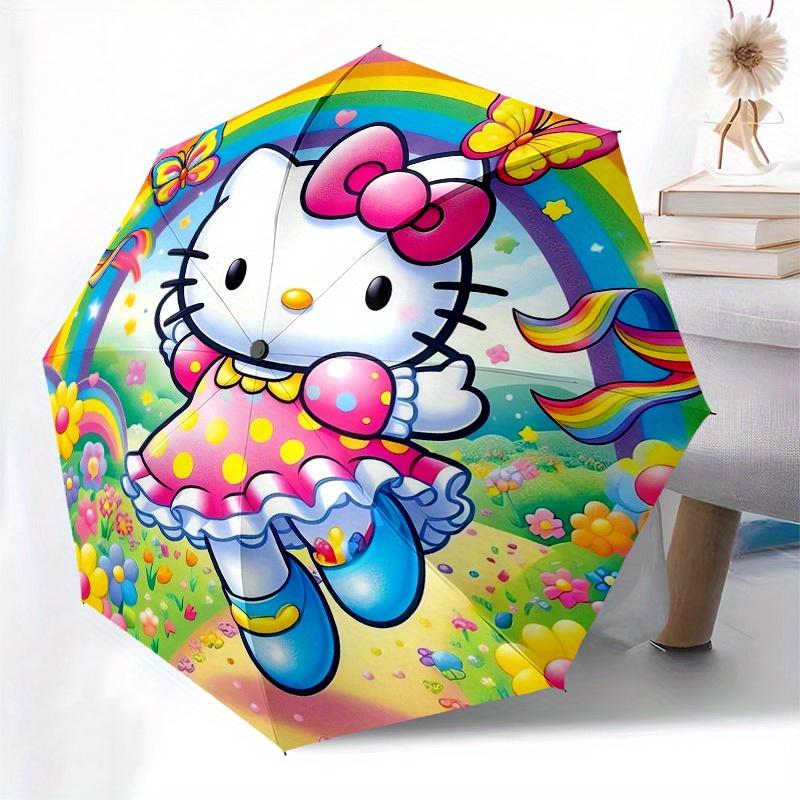 1pc Hello Kitty Rainbow Garden Umbrella with Plastic Handle,Suitable for All Seasons Home Travel Outdoor UmbrellaSanlio420