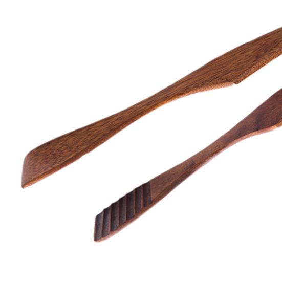 Yousheng Wooden Bread Tongs Food Tongs for Buffet Non-Slip Cooking Clamps Heat-Resistant Salad Toast Cake Fruit Clip BBQ Home Utensil