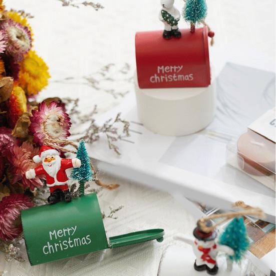 Рождественский кулон, креативный кованый железный почтовый ящик, подвесной орнамент, праздничная подвеска в виде рождественской елки для украшения дома