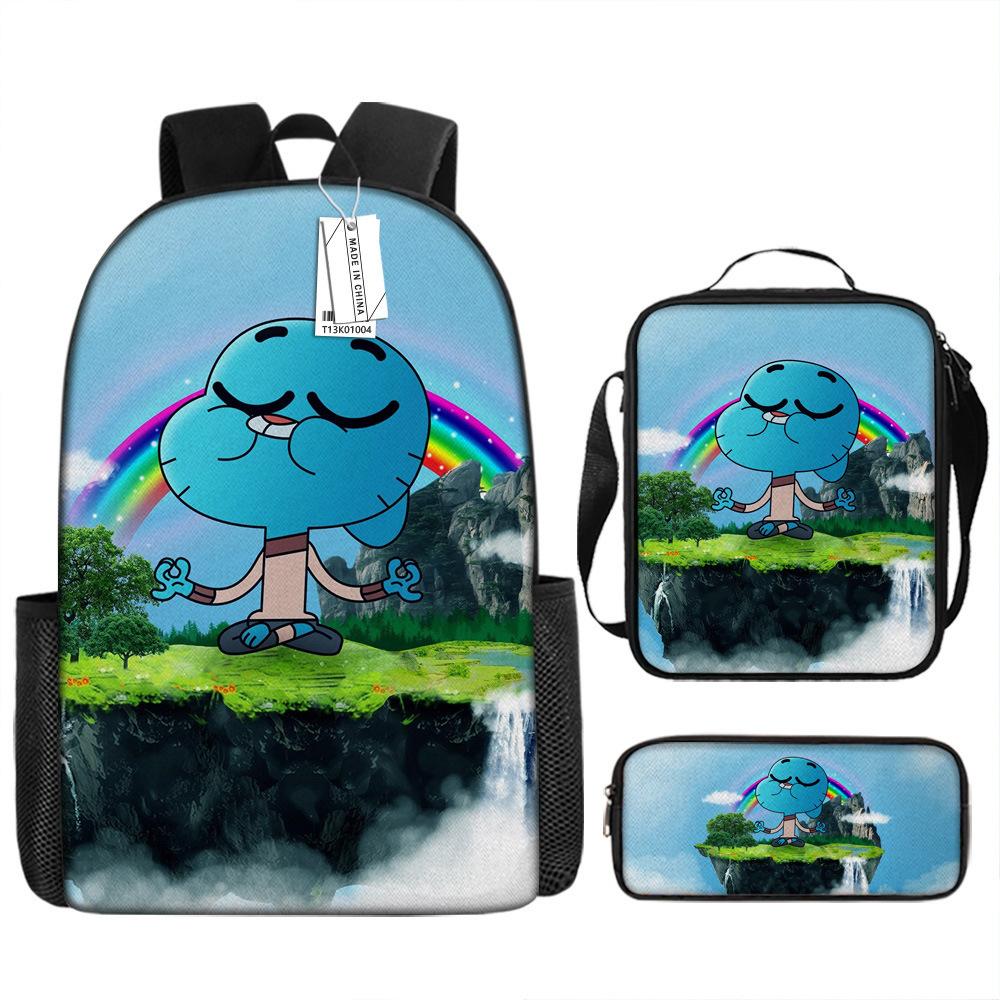 New Gumball World Cartoon Backpack Student Bookbag 3D Digital Print Large Capacity School Bag Kids Boys Girls Backpack