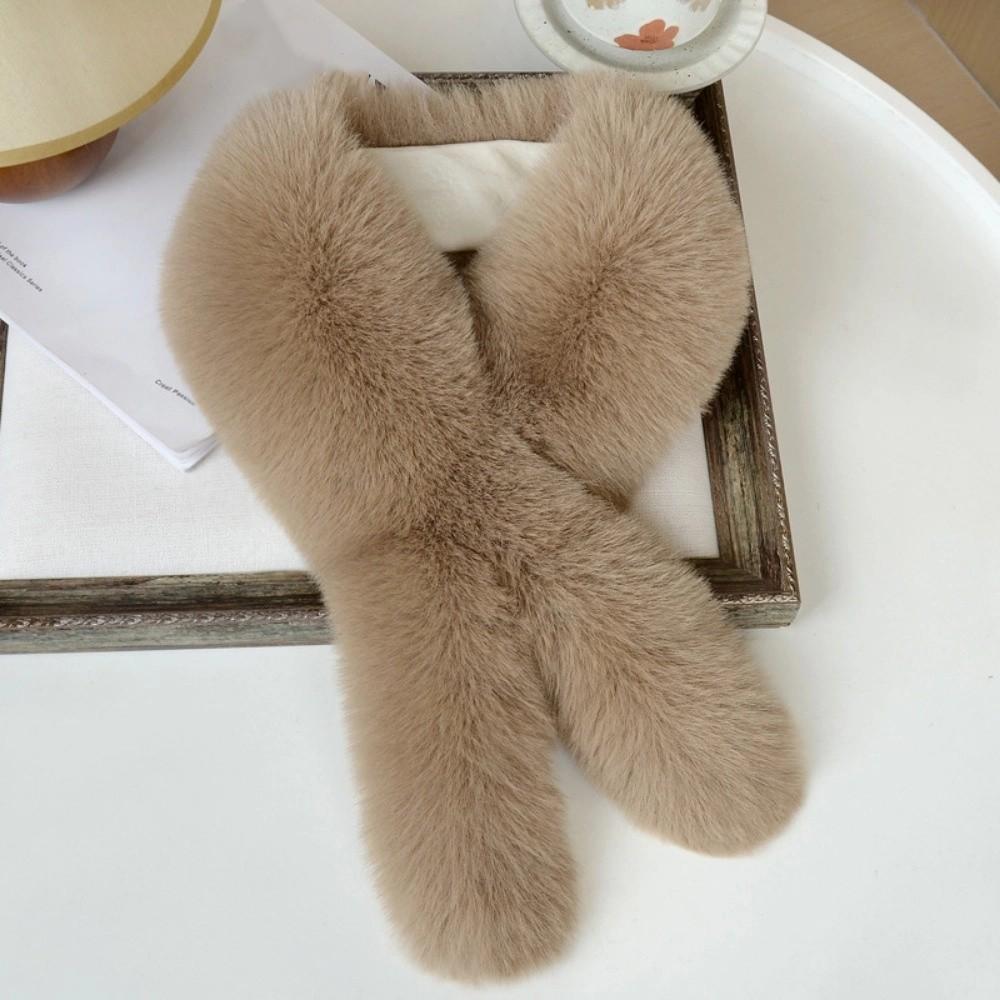 Мягкий пушистый меховой шарф Утолщенный однотонный теплый шейный платок Имитация лисьего меха Устойчивый к холоду воротник Шарфы Грелки для шеи