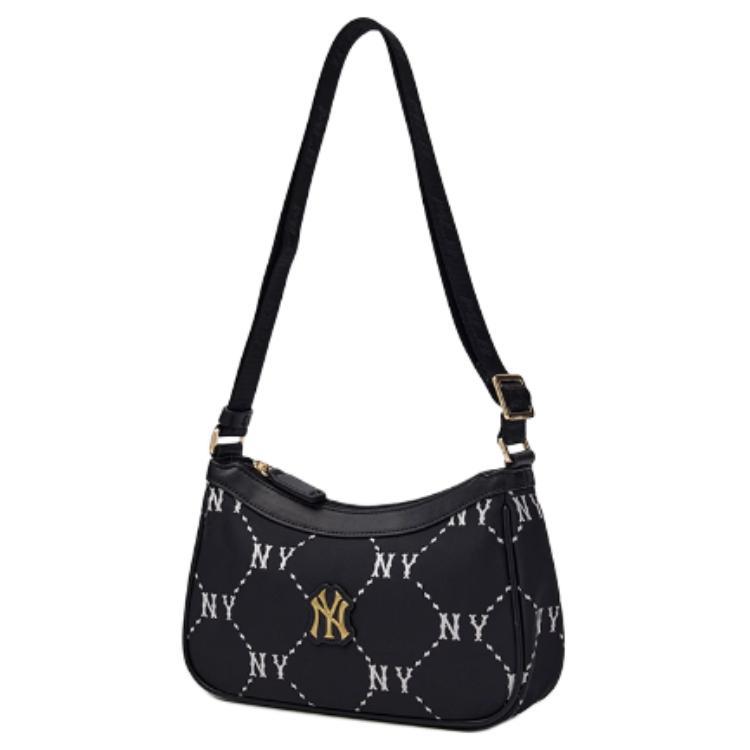 MLB Fashion Dark Pattern Embossed Vintage Diamond Floral Leather Crossbody Shoulder Bag Women bags Black 7ACRMD15N-50BKS