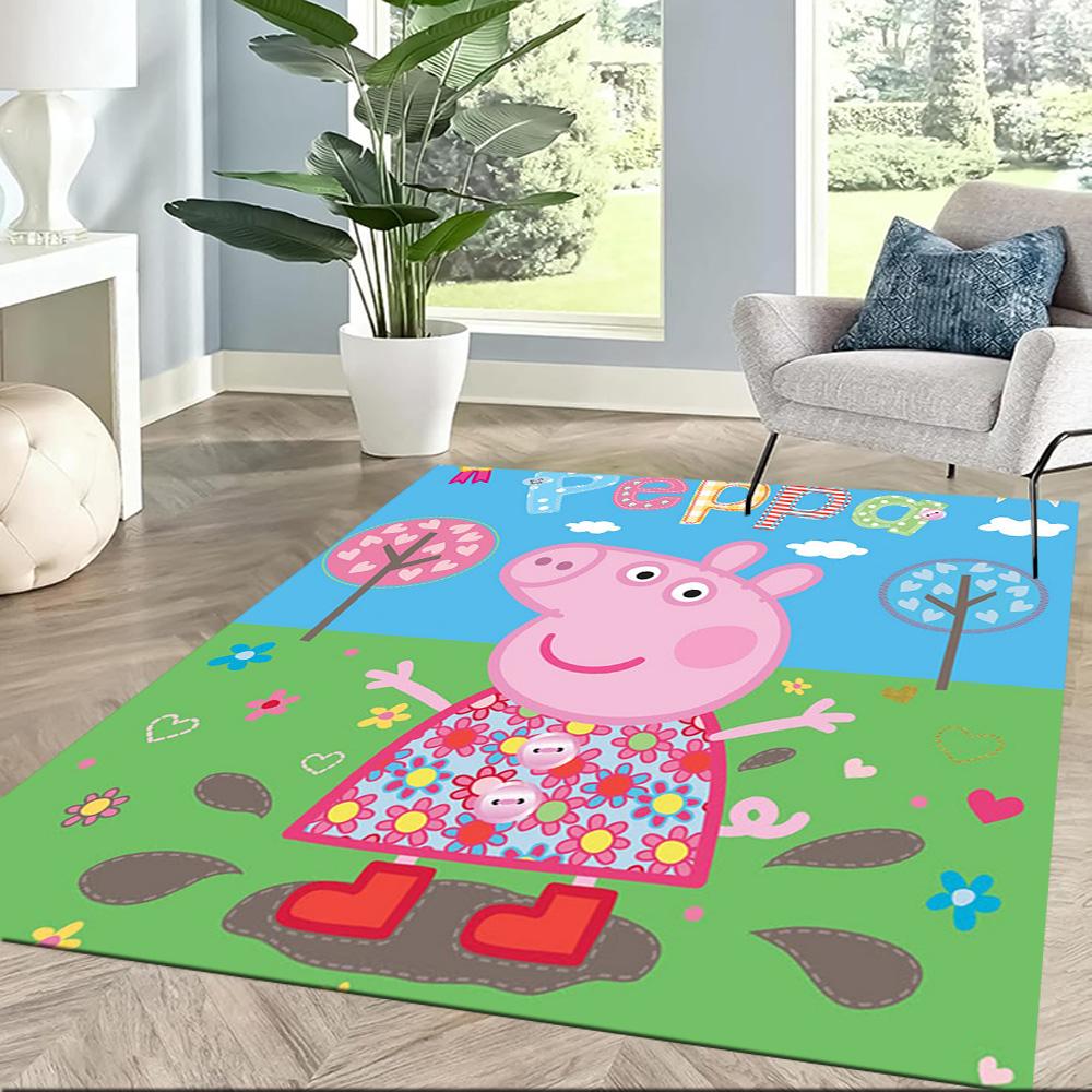 Peppa Pig's Garden Day Square rugs are a great choice for living rooms, bedrooms, home décor, and as gifts.