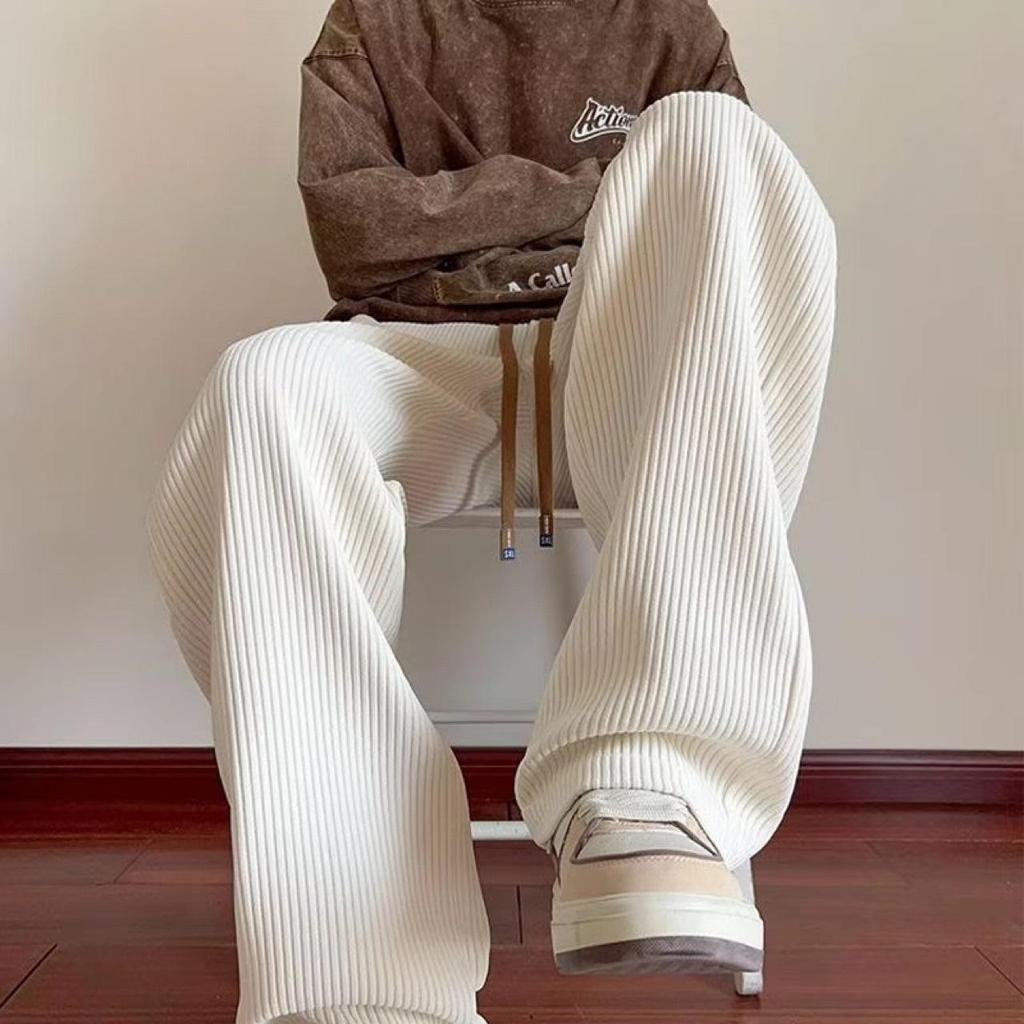 Мужские широкие вельветовые брюки - коллекция весна/осень 2024 г., свободный крой, текстурированный, спортивный стиль