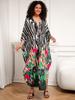 Flattering Striped Women's Kaftan Robe House dress Cozy Light jacket Relaxed Homewear Vacation Party Long Dress Q1289