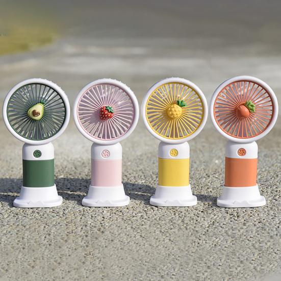 Mini Fan Multifunctional Summer Cartoon Fruit Cool Rechargeable Handheld Mini Fan Phone Rack