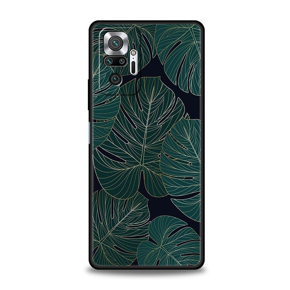 Чехол для телефона Monstera Green с листьями для Xiaomi Redmi Note 14 13 5G 10 11 12 Pro Plus 4G 14C 13C 12C 10C Черная крышка