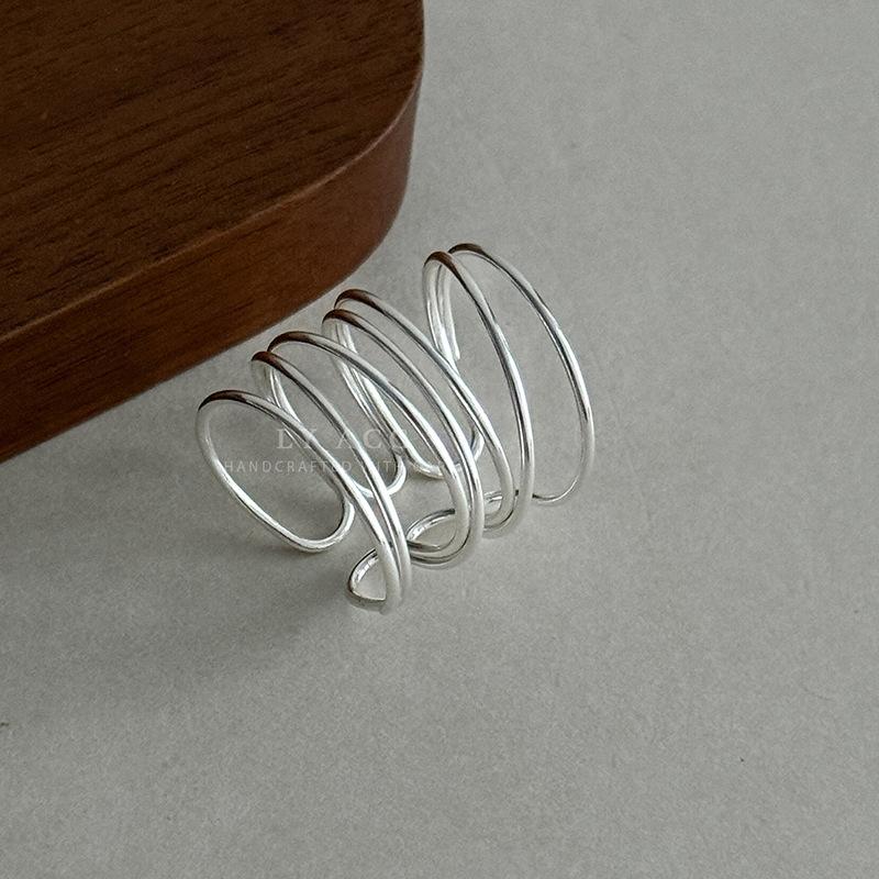 Minimalist multi-layer spiral opening ring winding streamline metal ring niche high-end cold adjustable ring