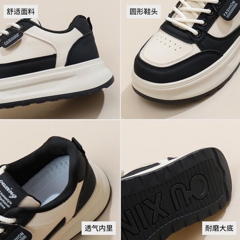 2025 весна маленькие белые туфли новая корейская версия женские студенческие туфли на платформе с увеличенным ростом спортивная обувь для сноуборда повседневная уличная съемка Q5615