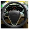 Кожаная оплетка для руля автомобиля DIY, ручная прошивка, для Ford Fiesta 2008-2013 Ecosport 2013-2016, автомобильные аксессуары