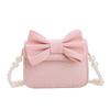 Butterfly Pearl Knot Chain Shoulder Bag Pu Material For Girls Daily Life