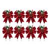 Christmas Bows with Pine Cones Pine Needles Buffalo Plaid Ribbon Bows Christmas Tree Wreath Decoration for Gift Wrapping