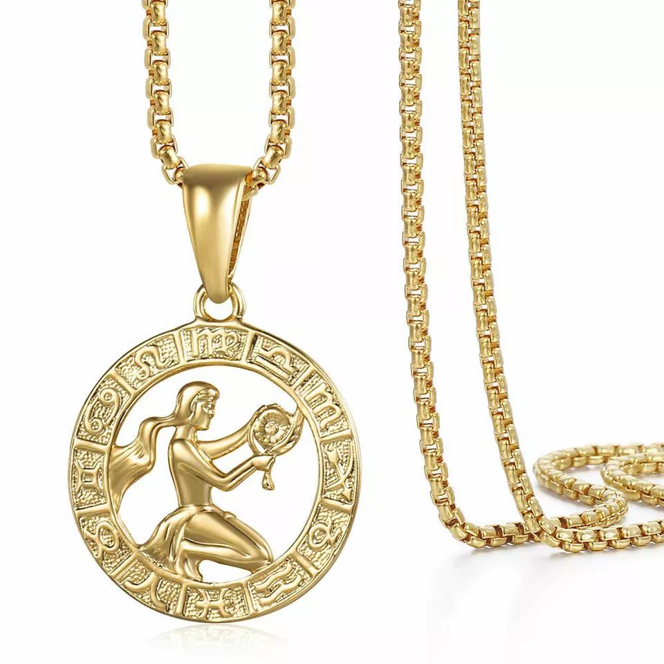 Кулон 12 Знаков Зодиака Ожерелье из нержавеющей стали Женские и мужские украшения Подарочные аксессуары