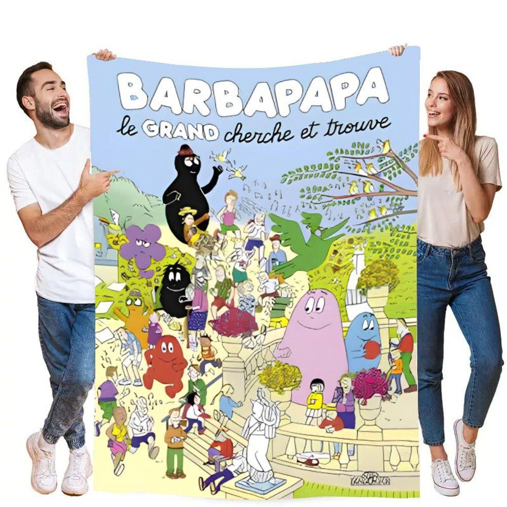 Плюшевое одеяло BARBAPAPA le GRAND «Найди и посчитай» - Уютное мультяшное покрывало с яркими персонажами Барбапапа в игре