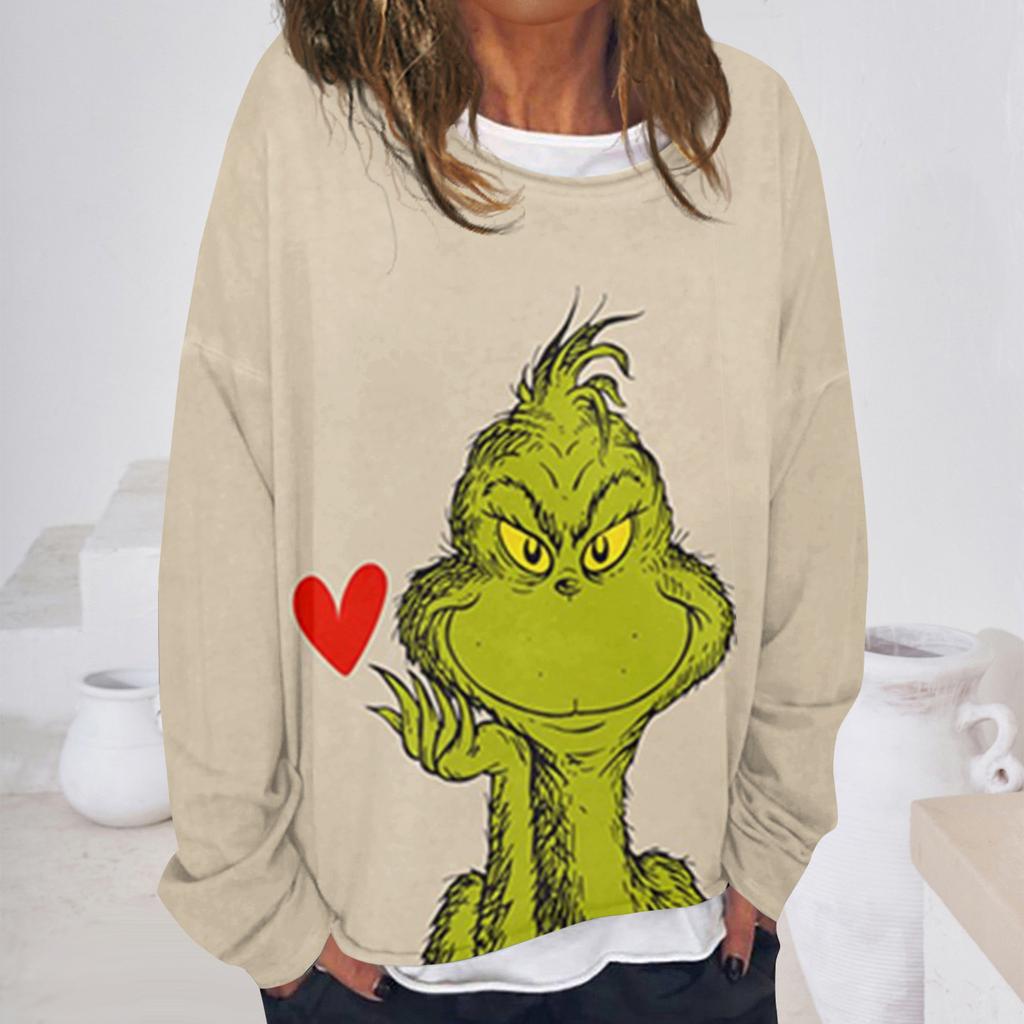 Женская повседневная модная винтажная толстовка с длинным рукавом и круглым вырезом с принтом, многослойный пуловер, топ