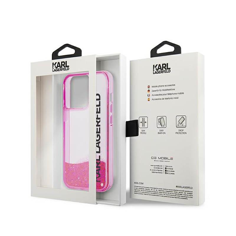 Karl Lagerfeld Liquid Glitter Translucent Elongated Logo Case - Etui Iphone 14 Pro Max (Różowy)