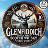 Glenfiddich Лет Односолодовый Шотландский Виски Круглая Металлическая Табличка D Плоская Печать Винтажное Изображение Оленя и Замка Жестяная Табличка Дистиллировать