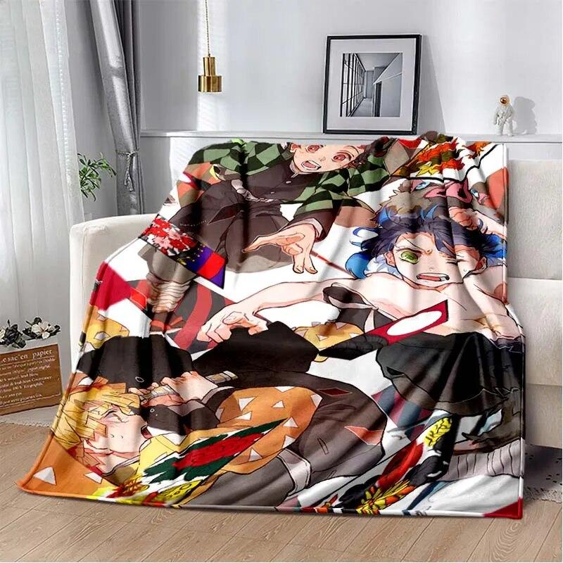 Модное одеяло Demon Slayer-легкое фланелевое покрывало для дивана и кровати, одеяло с цифровой печатью из мягкой фланелевой ткани с червями