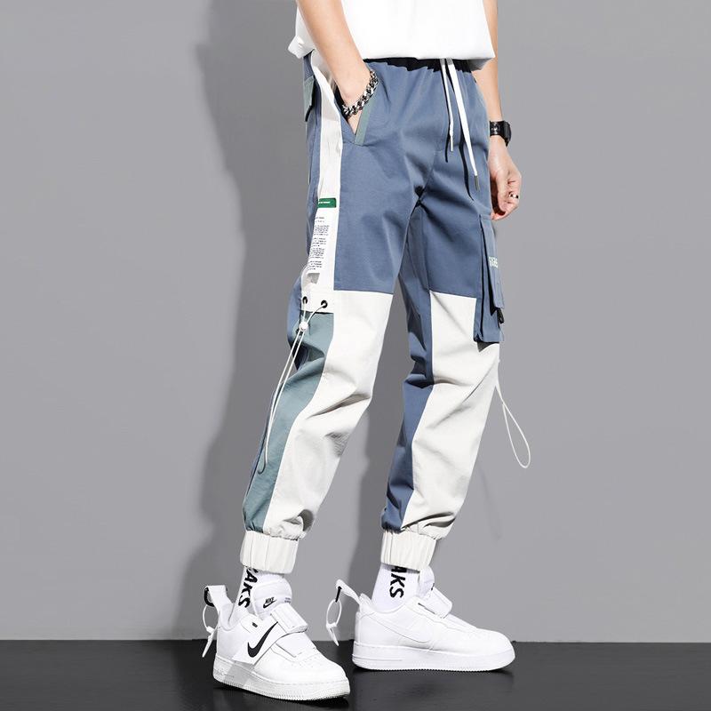 2023 Men's New Streamer Overalls Spring and Autumn Models Multi-pocket Letter Printing Boys Tide Brand Sports Casual Trousers