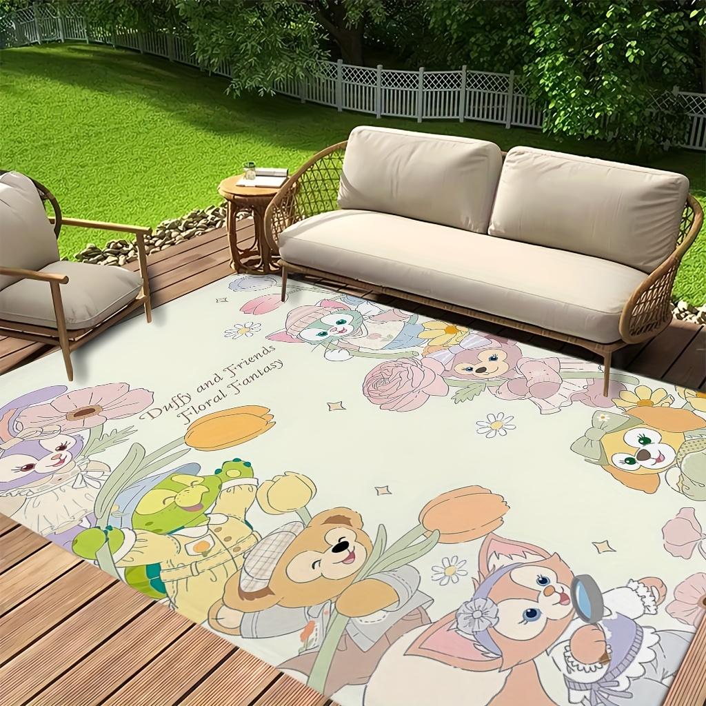 1pc Disney Duffy & Friends Flannel Pad with Non-Slip Backing - 12mm Thick Foldable Yoga Mat, Machine Washable Soft Polyester f