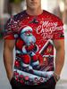 Fashion Loose Men Christmas Tee Santa Claus 3D Print Men's T Shirt Casual O-neck Short Sleeve Tops New Year Party X'mas Clothing