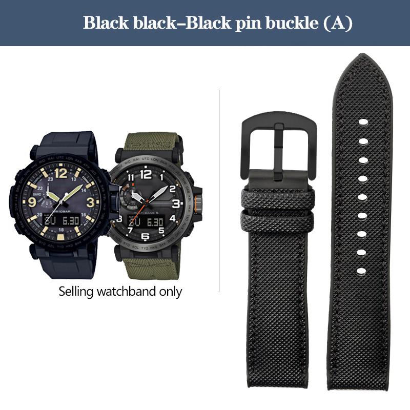 Нейлоновый ремешок для часов с резиновым низом для серии Casio PROTREK PRG-600YB PRG-650 PRW-6600, парусиновый силиконовый ремешок для часов, спортивный ремешок 24 мм