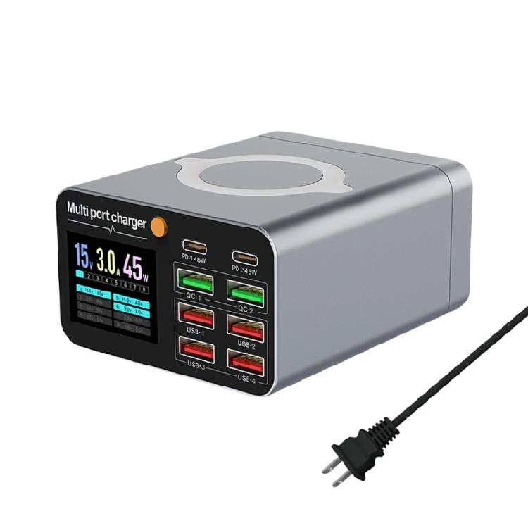 80 Вт Многофункциональная Быстрая Беспроводная Зарядная Станция USB Type C Светодиодный Дисплей Зарядный Адаптер для Дома Офиса Путешествий