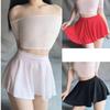 Sexy Translucent Mini Short Skirt Elastic Womens Pleated Skirt