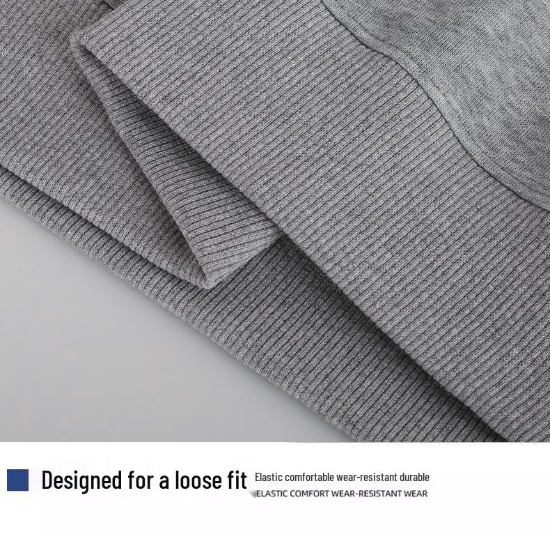 Унисекс Толстовка из хлопка с флисовой подкладкой - Толстая, Свободного кроя, с круглым вырезом, Стиль со спущенным плечом