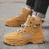Модная мужская обувь, уличные ботинки, осень-зима 2024 года, рабочая обувь в стиле ретро, модные спортивные ботинки на толстой подошве со шнуровкой, удобные теплые ботильоны