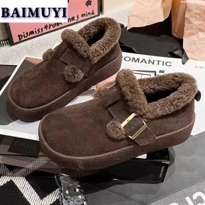 Меховые женские ботильоны на платформе, кроссовки, обувь 2025, короткие плюшевые теплые повседневные ботинки для ходьбы, зимняя новая мода Mujer Zapatos