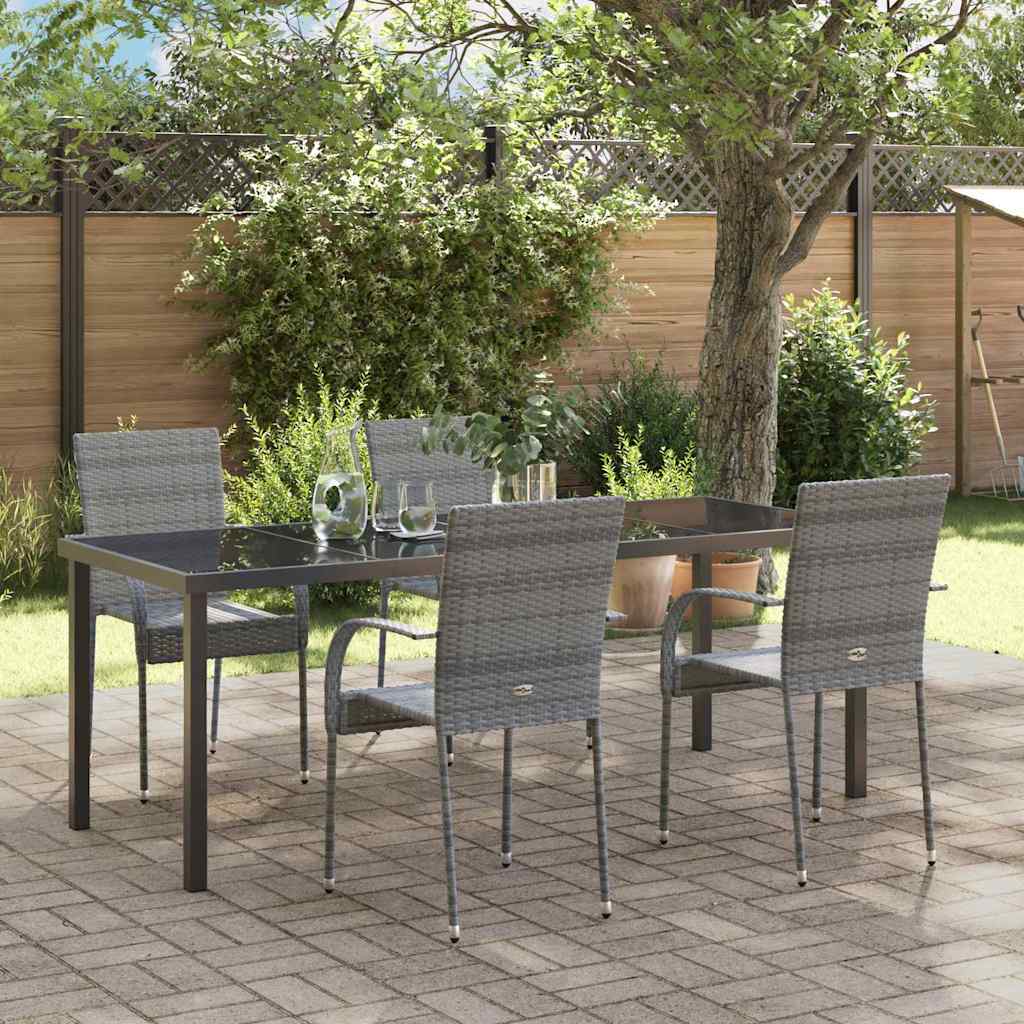 Garden Dining Set 5 pcs Grey Powder Coated Steel