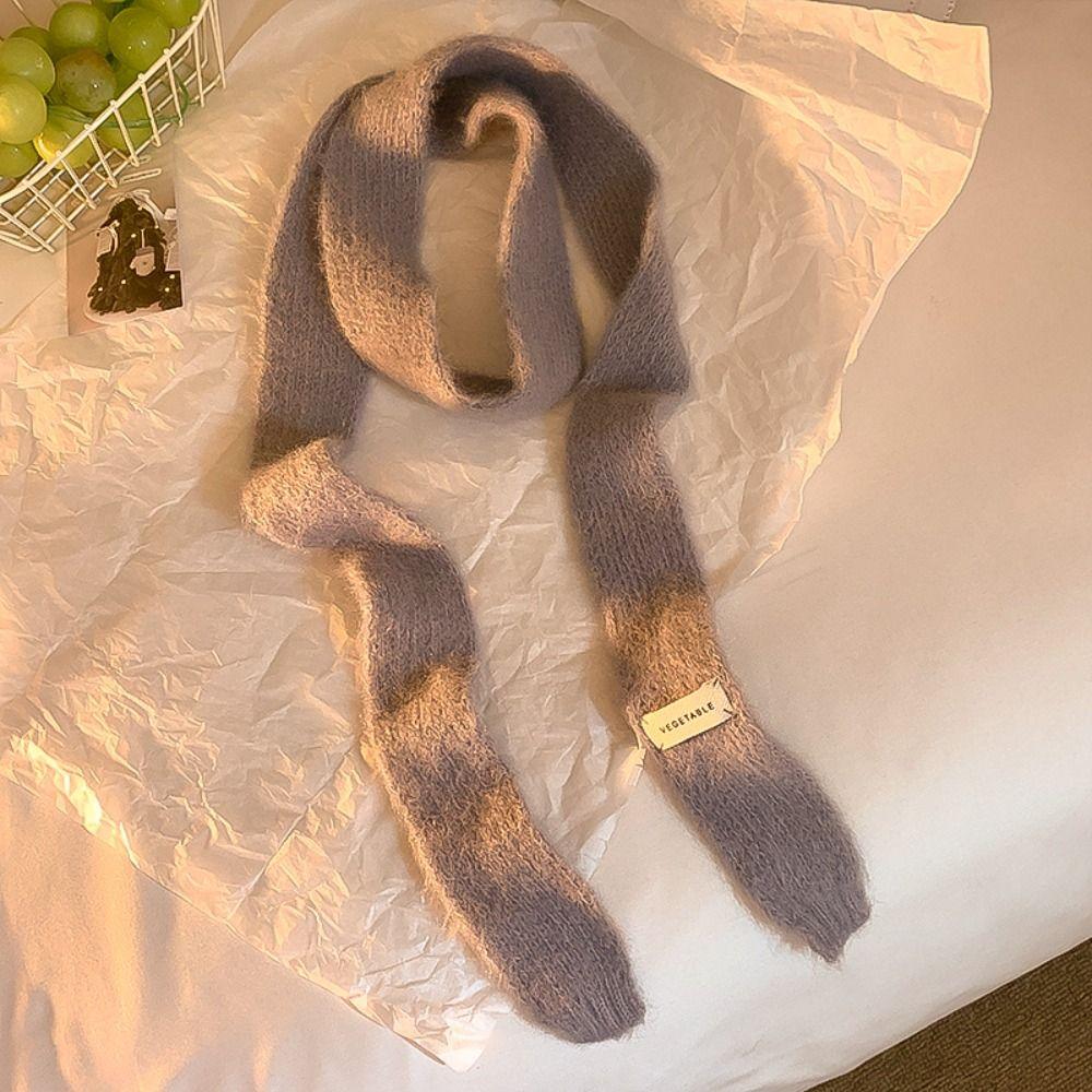 Soft Long Narrow Scarves Rainbow Color Harajuku Knitted Scarf Trendy Y2K Thin Scarf Girls